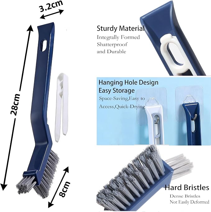 Crevice Cleaning Brush, 2 Pack Multi-Purpose Hard Bristle Brushes - Image 2