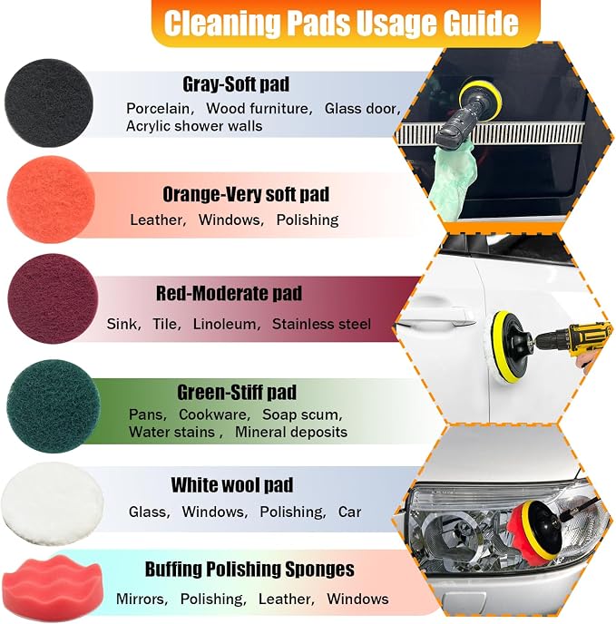 15Pcs Drill Brush Attachment Set, Drill Scrubber Brush Kit Include Soft Drill - Image 5