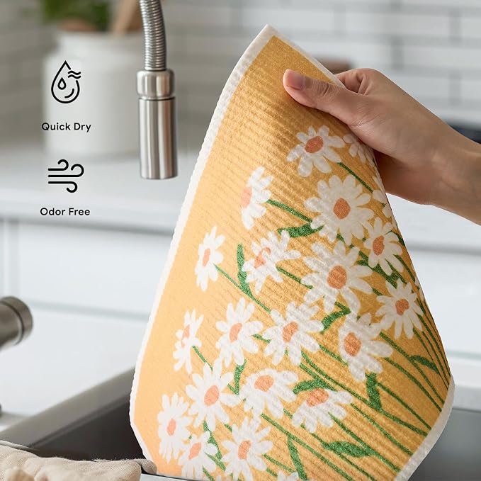 RECYCO Swedish Dishcloths for Kitchen | 4 Pack Oversized Washable Dish Rags | - Image 6
