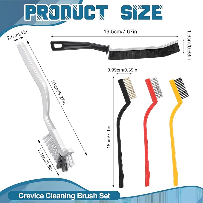 11 Pcs Cleaning Brush Set with Squeegee Crevice Gap Brushes Handheld Scrub - Image 3