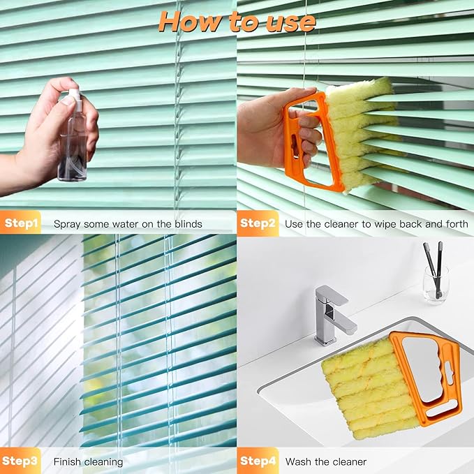 AOCEAN 4 Pcs Blind Cleaner Duster Tool 7-Finger Dusting Cleaner Tool - Image 7