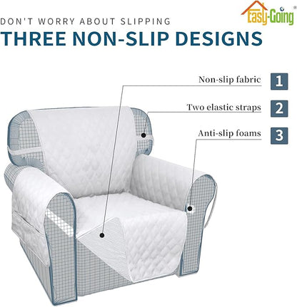 Easy-Going Sofa Slipcover Waterproof Oversized Couch Cover Non-Slip Sofa Cover for 3 Cushion Couch Washable Furniture Protector for Pets Kids Children Dog (Oversized Sofa, White)