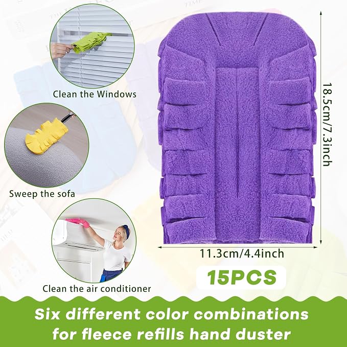 Zubebe 15 Pcs Duster Refill Reusable Fleece Duster Refills Feather Flat Dusters - Image 2