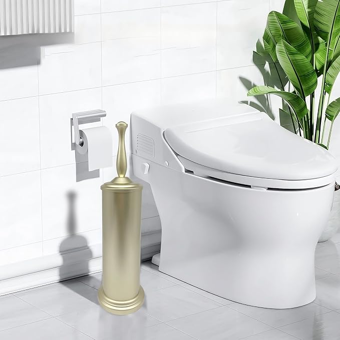 Satin Matte Soft Gold Toilet Bowl Brush - Image 9