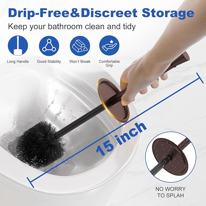 Toilet Brush and Holder Set：304 Stainless Steel Heavy Duty Toilet Bowl - Image 3