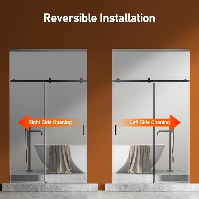 50-54 Inch Frameless Sliding Shower Door, 5/16" Clear Tempered Glass, Smooth - Image 8