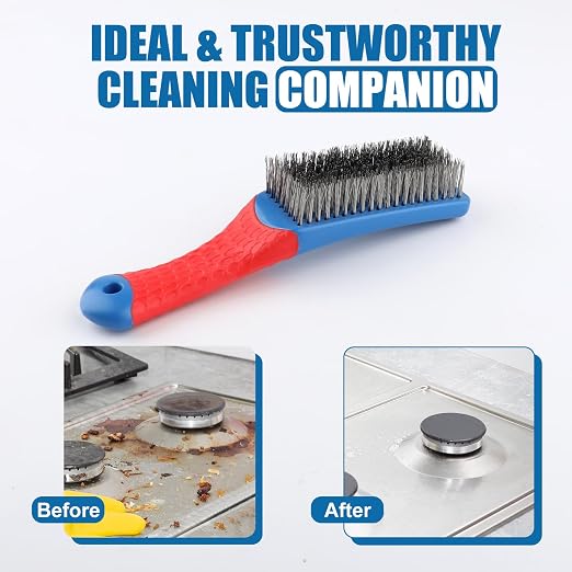 2Pcs Wire Brushes for Cleaning 6.3 Inch Heavy Duty Stainless Steel Wire Scratch - Image 4
