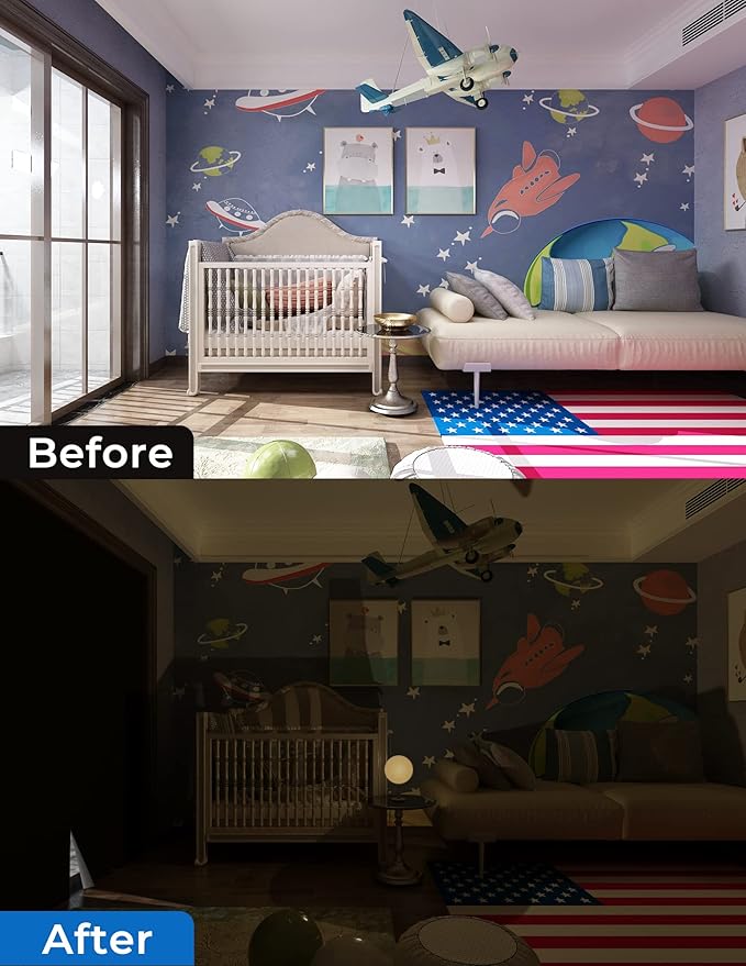 Sumobaby Blackout Curtains for Bedroom Portable 29"x60",No Drill Blackout Shades with Upgraded Hook&Loop Tapes,100% Black Out Window Cover,Thermal Insulated Blinds for Bedroom,Nursery(1 Panel,Black)