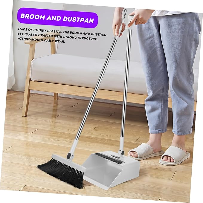 GLEAVI Broom and Dustpan Set 3 in 1 Long Handle Broom - Image 3