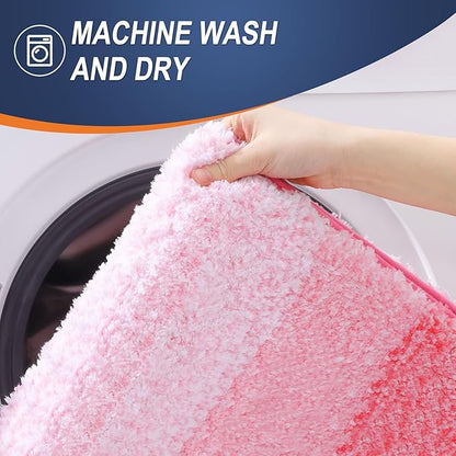 OLANLY Bathroom Rugs Mat 30x20, Extra Soft Absorbent Microfiber Bath Rugs, Rubber Backing, Quick Dry, Machine Washable Bath Mats for Bathroom Floor, Tub and Shower, Home Decor Accessories, Pink