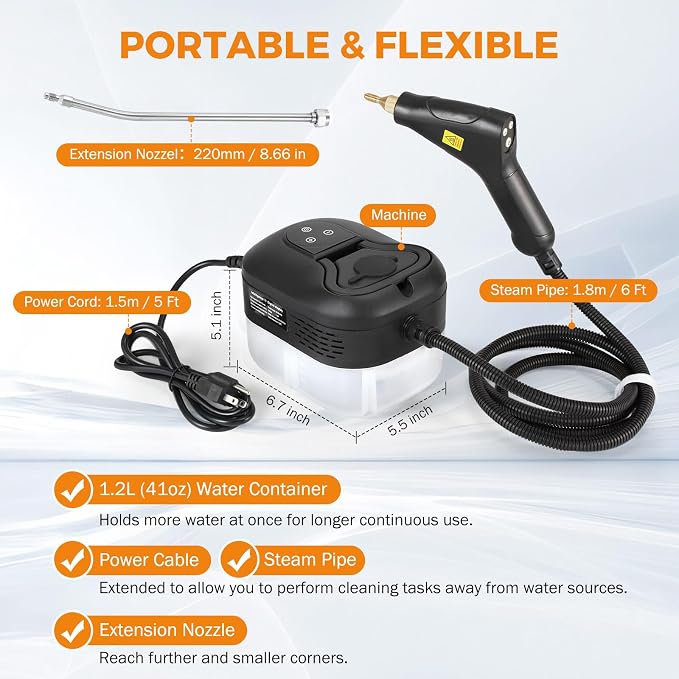 BEAMNOVA Steam Cleaner for Car Detailing 1.2L Water Tank Portable Handheld - Image 9