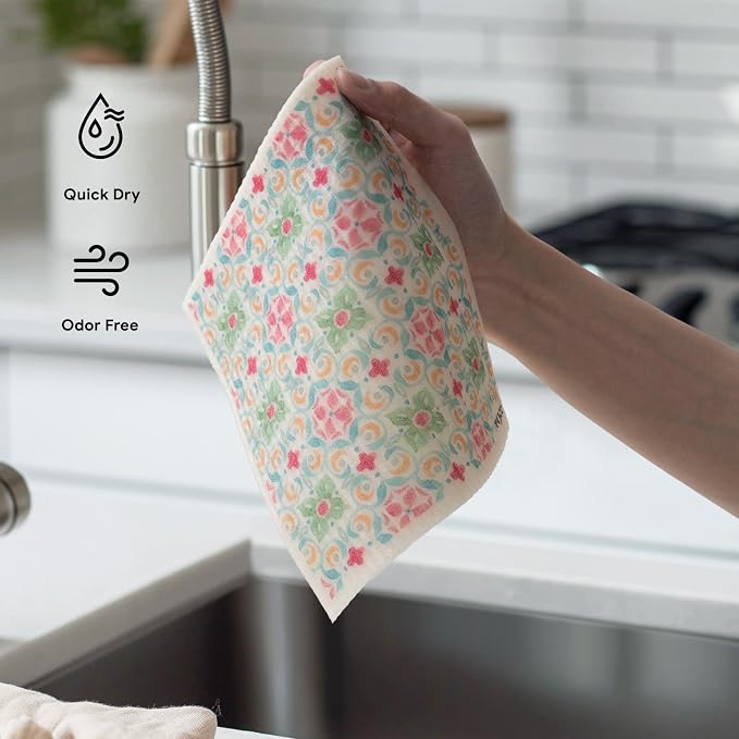 RECYCO Swedish Dishcloths for Kitchen | 6 Pack Boho Mosaic Bliss Washable Dish - Image 6