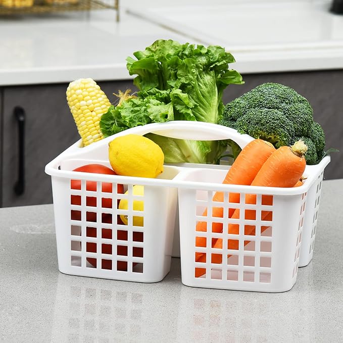 Haundry 3 Compartments Plastic Shower Caddy Basket, Portable Divided Cleaning - Image 5