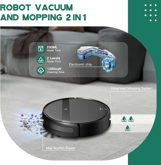Robot Vacuum for Pet Hair, 2-in-1 Vacuum & Mop Combo - Image 3