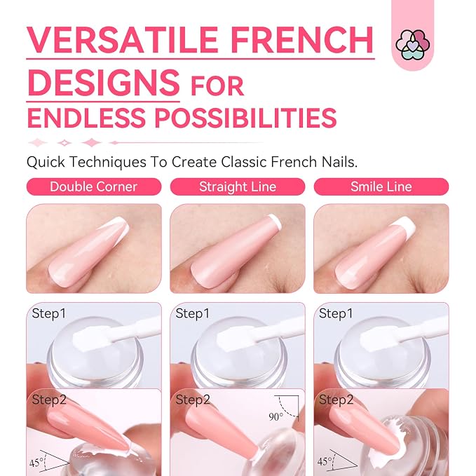 Saviland French Tip Nail Stamp: 4PCS Nail Art Stamper Kit Clear Silicone Nails - Image 6
