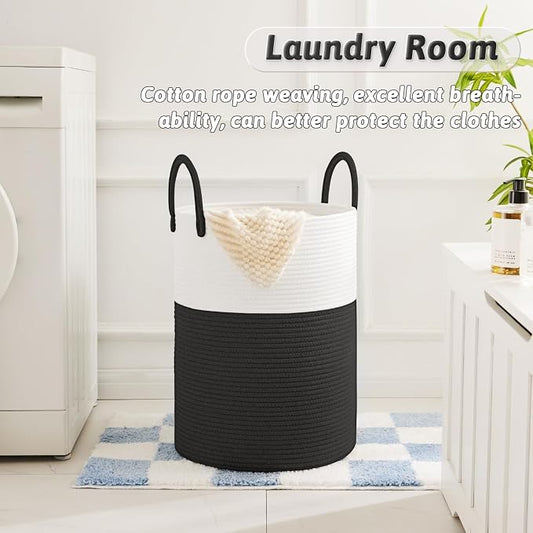 Laundry Basket, Woven Cotton Rope Laundry Hamper, 100L - Image 2