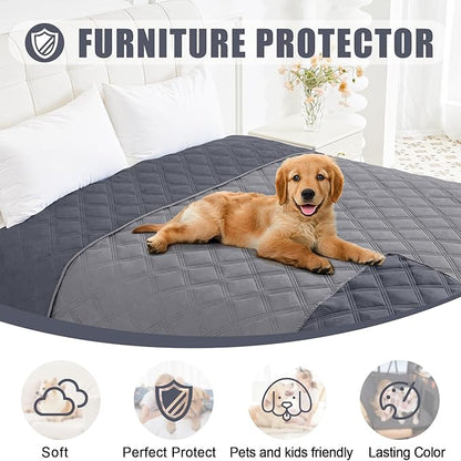 Smiry Waterproof Dog Bed Cover Blanket 30x53, Soft Reversible Pet Blanket, Washable Leakproof Cats Dogs Couch Cover for Sofa, Couch, Furniture, Lattice, Grey/Dark Grey