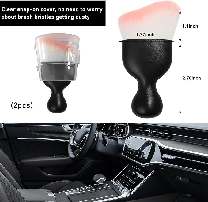 Ziciner 2 PCS Car Detailing Brush, Curved Soft Bristles Auto Removal Dust - Image 2