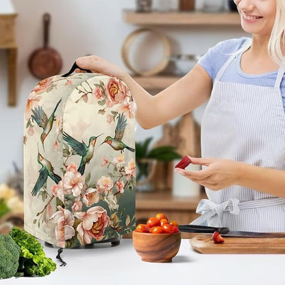 Hummingbirds Flower Blender Dust Cover Stand Mixer or Coffee Maker Appliance Covers with Drawstring, Anti Fingerprint Polyester Dust Proof Stain Resistant Blender Cover for Home Kitchen