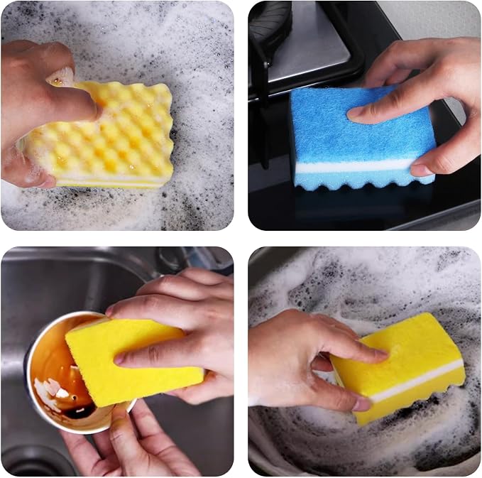 20 Pack, The Third Generation Dishwashing Sponge, Scrub Sponge, The Wave Shaped - Image 3