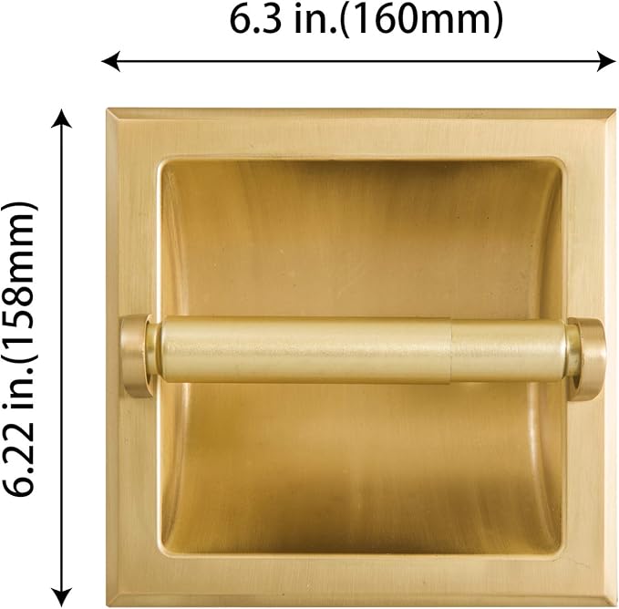 SENTO Recessed Gold Toilet Paper Holder, Wall Mounted Heavy Duty Metal Toilet - Image 2