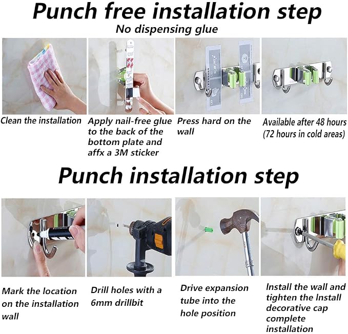 DGSL 4 PCS Broom Holder Wall Mount - Image 5