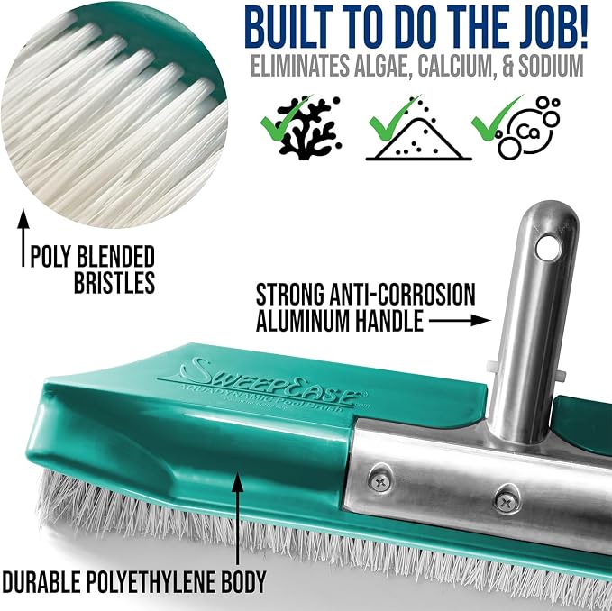 SweepEase® Swimming Pool Brush, Durable Poly Bristles, Sticks to Walls and - Image 3