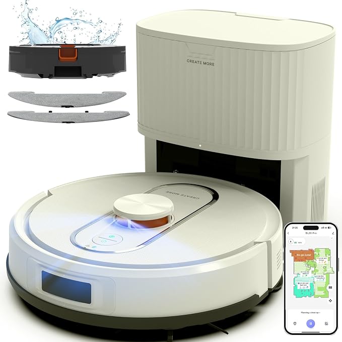 Bagotte Robot Vacuum and Mop, 5000Pa Robotic Vacuums, Self Emptying Station by Bagotte