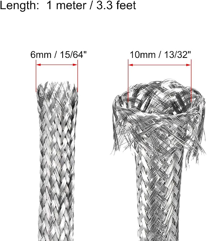 uxcell 3.3Ft - 15/64 Inch 304 Stainless Steel Sleeving Expandable Hose Cover - Image 2