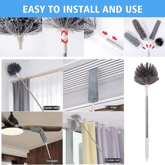 Microfiber Feather Duster 5-in-1 Kit, Dusters - Image 2