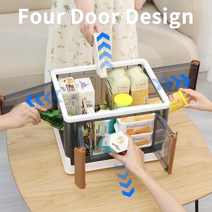 HAIXIN Closet Organizers and Storage, 4 Doors Opening Stackable Storage Box - Image 2