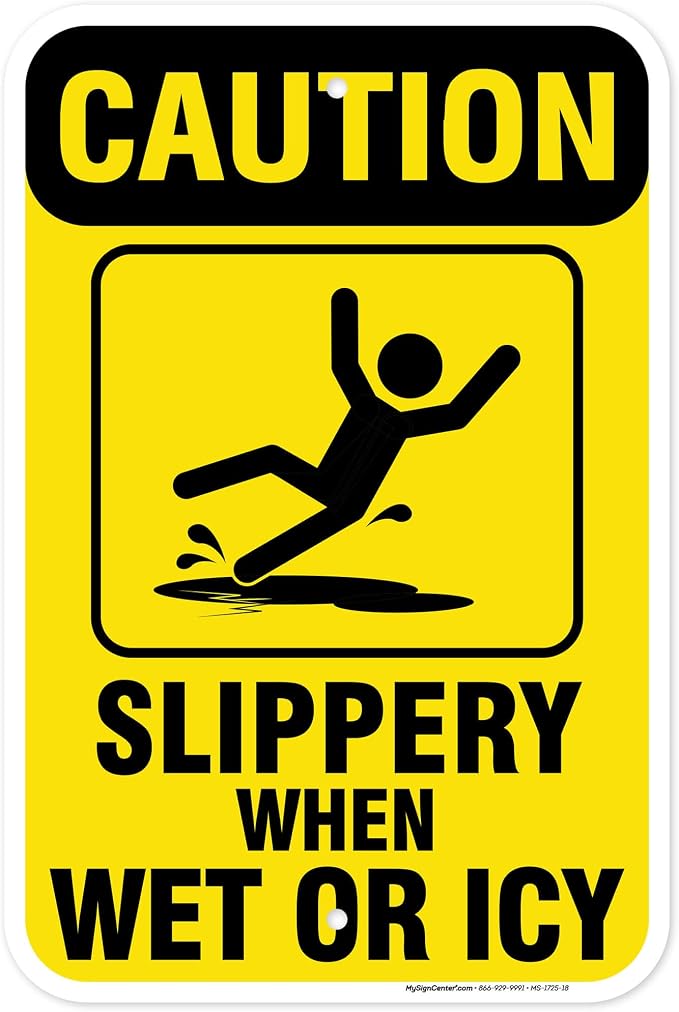 Caution Slippery When Wet Sign or ICY Sign, Fade Resistance, Indoor/Outdoor Use by MySignCenter