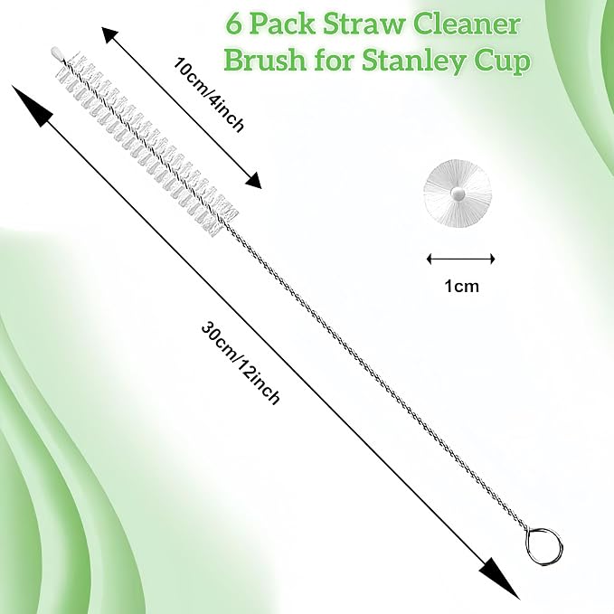 6 Pack Straw Cleaner Brush Set | 12 Inch 300mm Extra Long Straw Brush & Bottle - Image 2