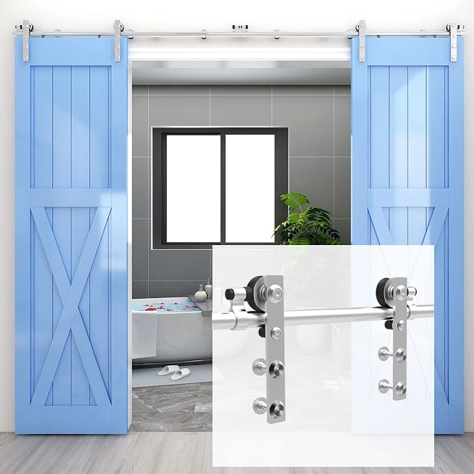 CCJH 8Feet Sliding Barn Door Hardware Kit Stainless Steel Heavy Duty Sliding by CCJH