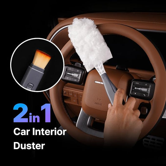 KMMOTORS 2-in-1 Full Circle Car Duster – Soft Microfiber Duster - Image 2