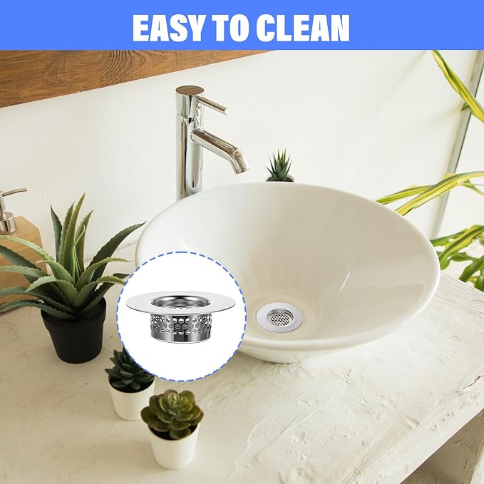 4 Pcs Bathroom Sink, Bathtub Drain Cover Drain Strainer Hair Catcher Stainless - Image 5