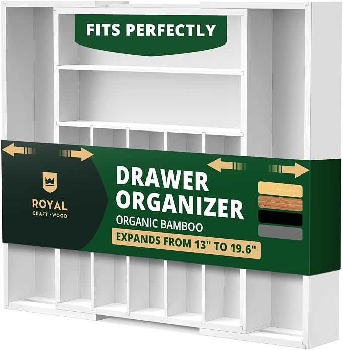 ROYAL CRAFT WOOD Luxury Bamboo Kitchen Drawer Organizer by RoyalCraftWood