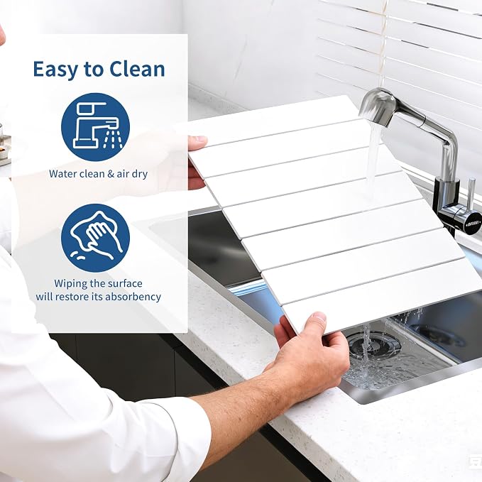 Hopegiver Stone Drying Mat for Kitchen Counter, Super Absorbent, Non-Slip & - Image 5