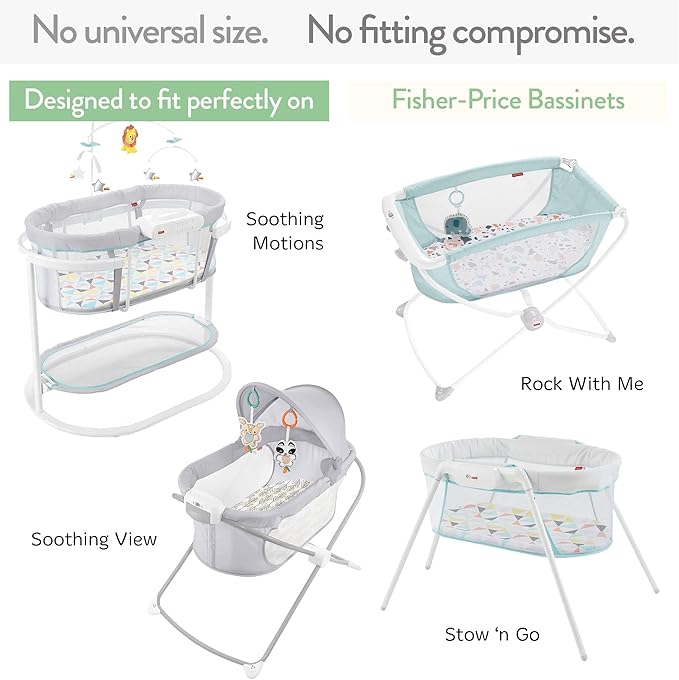 Bassinet Fitted Sheets for Fisher Price Bassinet Soothing Motions, Stow and Go, Rock with Me and Soothing View Bassinet – Snuggly Soft 100% Jersey Cotton – Pale Pink + Lilac – 2 Pack