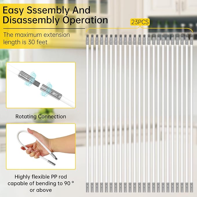 30 Feet Dryer Vent Cleaner Kit, Duct Cleaning Brush - Image 3