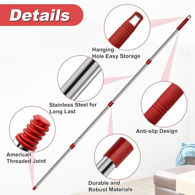 4 Section Spin Mop Replacement Handle - Image 5