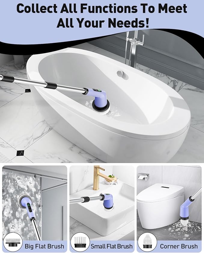 Electric Spin Scrubber for Cleaning Bathroom, Shower Scrubber Cordless Cleaning - Image 4