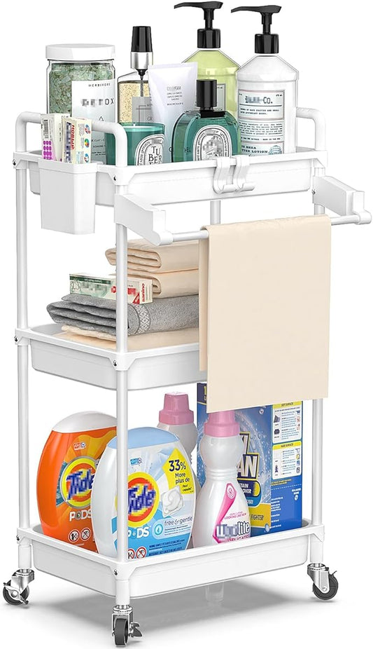 SPACEKEEPER Rolling Storage Cart, 3 Tier Utility Cart Laundry Room Organization by SPACEKEEPER