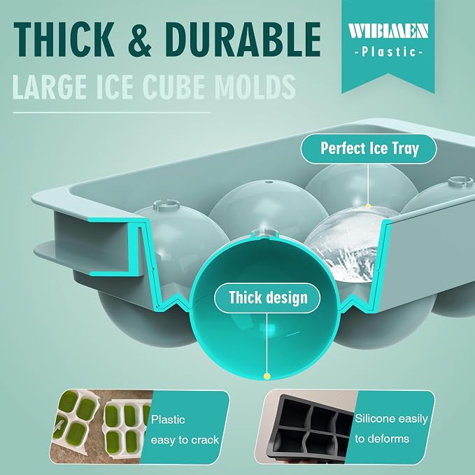 WIBIMEN Large Ice Cube Molds, Big Round Whiskey Ice Cube Trays - Image 7