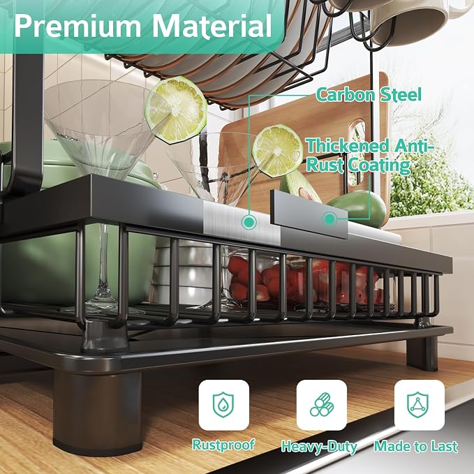 Dish Drying Rack, 2 Tier Space-Saving Dish Rack - Image 5