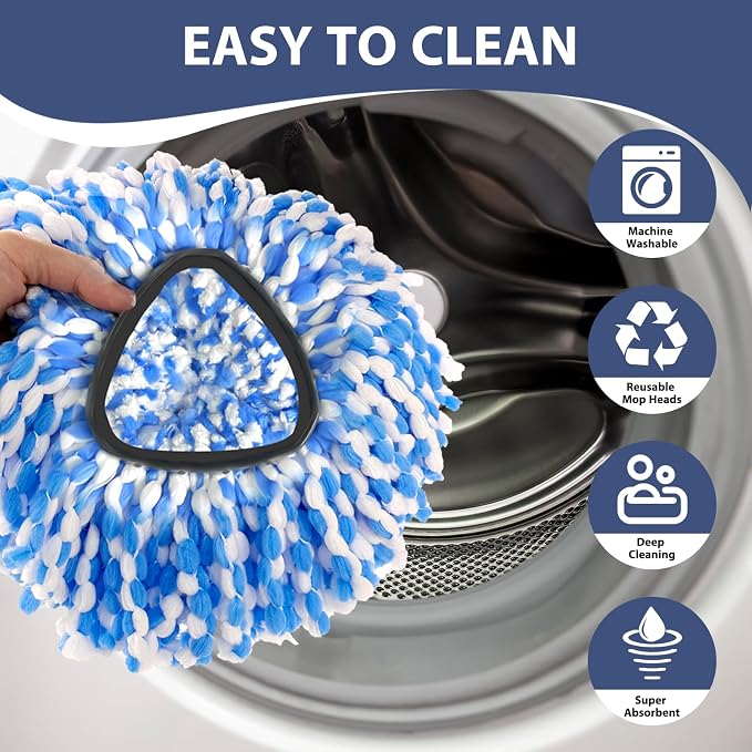 Spin Mop Replacement Set for O-Ceda 2-Tank System, Includes 2 Mop Head - Image 7