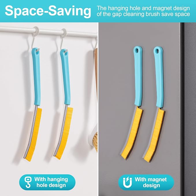 JOYMOOP 4 Pack Crevice Cleaning Brush, Turquoise Hard Bristle Grout Brush - Image 2