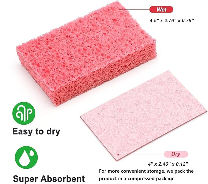 Cellulose Sponges, Heavy Duty Scrub Kitchen Sponge, Clean Tough Messes Without - Image 5