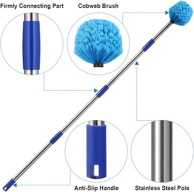 Cobweb Duster with Extension Pole, 6 FT Stainless Steel Pole with Spider Web - Image 5
