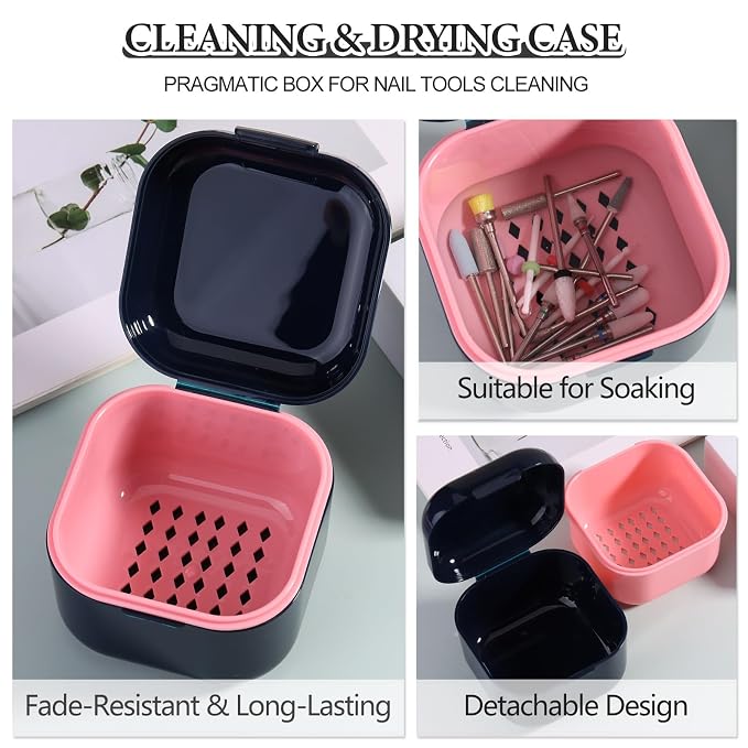 1Pc Plastic Nail Tool Sterilizer Box Nail Drill Bits Cleaning Box Polishing - Image 3